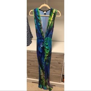 Abstract Print Mermaid Maxi Dress